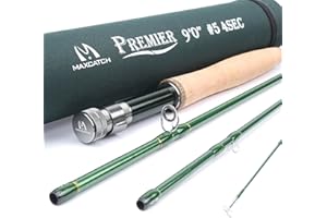Maxcatch 3-12wt Medium-fast Action 4-Piece Premier Fly Rod-IM8 Carbon Blank for High Performance,with AA Cork Grip Hard Chromed Guides and Cordura Tube (V-Premier, 9' 5wt)