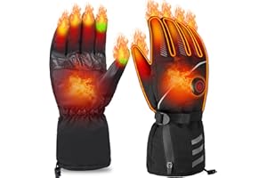MOTEOZA Rechargeable Gants Chauffants pour Homme Femme, 3 Niveaux De Chauffage Gants d'hiver Imperméables Écran Tactile Gants Chauds Moto Hiver Chauffe Mains pour Cyclisme, randonnée, avec Batterie