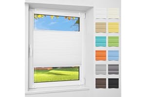 ‎ATLAZ Atlaz Plissee Klemmfix ohne Bohren, 40x100cm(BxH), Weiß, Plisseerollo Fensterrollo mit Klemmträger, Faltrollo Jalousie für Fenster und Tür, Blickdicht, Sichtschutz und Sonnenschutz