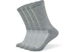 W WELL KNITTING Well Knitting Loose Men's Diabetic Crew Socks,Non-Binding Top,Seamless Toe,Semi Cushion,Breathable Soft Coolmax Socks 4 Pairs