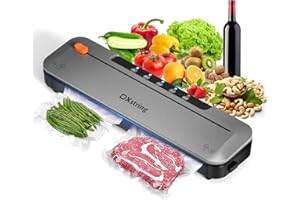 DXstring Macchina Sottovuoto Alimenti, Macchina Sottovuoto con Taglierina Incorporata, per La Cottura Sottovuoto e La Conservazione di Alimenti Freschi, con 15 Sacchetti Sottovuoto Alimenti