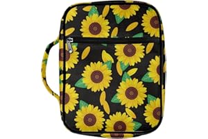 Dajingkj Custodia Bibbia con chiusura lampo grande Personalizzata Bibbia Busta libro da donna Borsa Bibbia libro Chiesa Borse con manici, girasole, One size