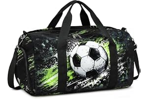 LEDAOU sportväska barn, simväska, resväska, skofack, våtfack, Fotboll