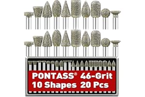 PONTASS Frese Diamantate Set per Dremel Set di Frese Diamantate per Intaglio, Kit di Lucidatura 20 Pezzi Accessori Utensili Rotanti Asta 3mm per Incisione, Pietre, Gioielli, Vetro, Ceramica