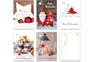 OLSHOP AG 25er Pack Geschenkanhänger Frohe Weihnachten ca. 52 x 74 mm verschiedene Motive, Anhänger, Weihnachtsanhänger, Geschenkkarte, Geschenkkärtchen, Anhängeetikett, Topper