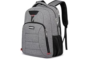 LIOKESA Rucksack Herren,Rucksack Schule Laptop Rucksack Schulrucksack Jungen Teenager mit 15.6 Zoll Laptopfach,Wasserdicht Rucksack Arbeit Schultasche mit USB für Schule, Wandern Reisen, Business, Grau