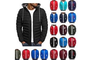 RLEHJN Doudoune Blouson Homme Hiver Chaud Manteau épais Veste Moto épaissir Chaud Slim Manteau à Capuche Hiver Veste Matelassée Zipper Basique Jacket Couleur Unie Bon Marché avec Cordon