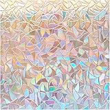 Lifetree Stained Glass Rainbow Window Film Privacy: 3D Window Film Non-Adhesive Static Cling Glass Film Decorative Privacy Fi
