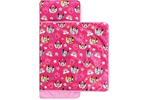 Jay Franco Tapis de Sieste Disney Minnie Mouse pour Enfant, Sac de Couchage Doux avec Oreiller intégré pour l’école, la crèche ou Les soirées Pyjama