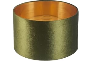 STELLA & MAG CREATIVE Abat-jour rond en velours fait main – Doublure dorée –40 cm – Pour lampe sur pied, lampe à poser, suspension, chevet – Vert – Style élégant pour salon ou chambre