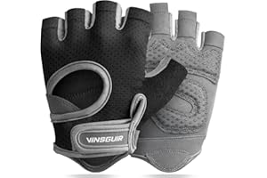 VINSGUIR Weight Lifting Gloves | Breathable Gym Gloves with Anti Slip Padded Palm Protection | Strength Training, CrossFit, Pull-ups, Cycling & Fitness Workout | Durable Microfibre | Men & Women