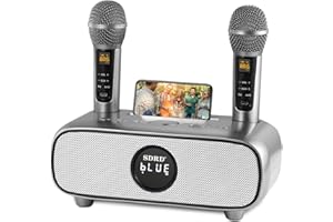 MEMOWS Karaoke Machine for Adults and Kids, Portable Bluetooth Karaoke Set PA System With 2 Wireless Microphone, Karaoke Speaker with Phone Holder/USB/TF Card/AUX-In, for Home Party, Picnic, Outdoor/Indoor