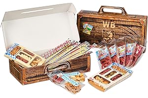 PIKANTEN WURSTBARON® Valise cadeau pour saucisses, avec 24 snacks de salami et de saucisses vraiment savoureux, viande de haute qualité, idée cadeau amusante, 790 g