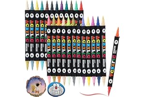 DUBUOZA 48 Farben Acrylfarben Set,Acrylstifte für Steine mit Doppelspitze，Acrylic Marker wasserfest，Geeignet für DIY Kunsthandwerk, Holz, Leinwand, Steine, Steinmalereispuren usw