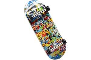 Teak Tuning 32mm Heat Transfer Graphic Complete Fingerboard – “Graffiti Wall | 32mm x 97mm Handmade Wood Deck | Pro Board Shape & Size | 61A Pro Duro Bushings | Prodigy Pro Trucks