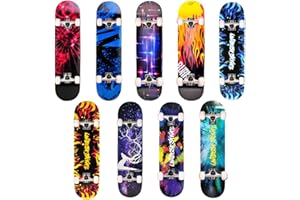 ‎UNIBEST Unibest Skateboard Funboard Holzboard komplett 80x20cm mit Leuchtrollen