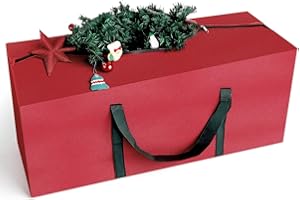 YIMOMOYI Christmas Tree Storage Bag 6FT, Heavy Duty Christmas Tree Bag Fits Up to 4FT Tall Artificial Christmas Tree, Xmas Tree Storage Bags, Red Christmas Storage Bags with Zips & Handles(100x26x45cm)
