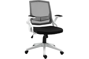 Vinsetto Silla de Oficina Ergonómica Silla de Juvenil con Altura Ajustable Reposabrazos Abatibles Soporte Lumbar y Respaldo Malla Transpirable 61x61x94-104 cm Negro