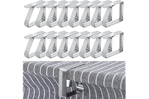 Brelet 16 Pezzi Tovaglia Clip in Acciaio Inox. 5 x 4 cm Fermatovaglia da Tavola.Gadget per Tovaglia.Clip Molla per Tovaglia Invisibile per Outdoor Picnic Party(per Tavoli Fino a 3 cm di Spessore)