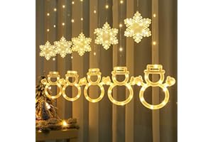 BLOOMWIN Christmas Window Lights 3 x 0.75M Snowflake & Snowman Curtain Fairy Lights USB Powered with Remote 8 Flashing Modes 160LEDs Xmas Party Wedding Home Bedroom Wall Garden Ornament Decoration