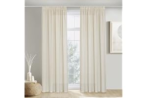 PONY DANCE Cortinas de Lino Semi Translucidas para Riel, Cortinas y Visillos Dormitorio/Salon Boho 2 Piezas para Ventanas, 140x245cm(AnchoxAlto), Crema