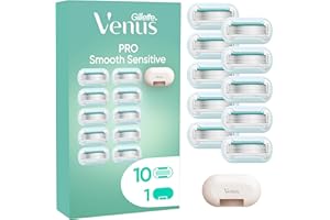 ‎GILLETTE VENUS Gillette Venus Pro Smooth Sensitive Rasierklingen Damen, 10 ORIGINAL Ersatzklingen für Damenrasierer, Nassrasierer Damen für empfindliche Haut — Inkl. Reiseschutzkappe