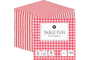 Talking Tables 100 x Serviettes en papier à carreaux rouges doux en vrac, Noël, anniversaire, mariage, restauration, vaisselle, jetables, recyclables, fabriquées dans l'UE, 2 plis, 33 cm