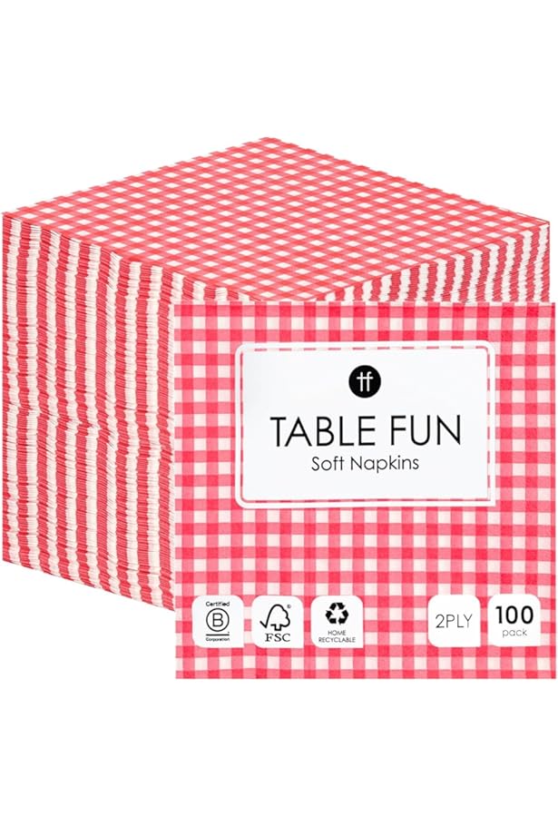 Lot De 40 Serviettes De Table Jetables En Papier Vichy à
