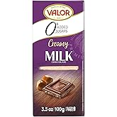Valor Sugar Free Milk Chocolate Bar - Milk and Hazelnut Cream Diabetic Chocolate Bar - Fine Cocoa, Sweetened with Stevia, Glu