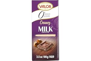 CHOCOLATES VALOR 1881 Valor Sugar Free Milk Chocolate Bar - Milk and Hazelnut Cream Diabetic Chocolate Bar - Fine Cocoa, Sweetened with Stevia, Gluten Free, by Master Chocolatiers - All the Pleasure Sugar-Free, 100g Bar