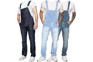 ZE ENZO Enzo Herren Latzhose Jeans Denim Blau Overalls Regular Fit Big King alle Taille 30W – 50W