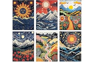 YALKIN 6 Packs Paint by Numbers Kits for Adults, Abstract Painting by Number Kits On Canvas,Without Frame DIY Color Oil Painting Acrylic Paints,Home Wall Decor 25x35CM/9.8x13.8in