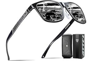 ATTCL Polarised Sunglasses Mens for Driving: UV400 Protection Square Shades AL-MG Metal Frame HD TAC Lens Hiking Travel