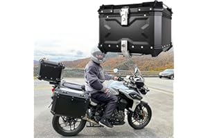 CCACHE Aluminium Topcase, Top Case Roller Koffer Haltbar Motorradkoffer Motorrad-Heckkasten Helmkoffer Universelle Befestigungshalterung Große Kapazität 45L (Color : Schwarz, Size : 45L)
