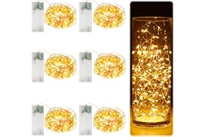 8 stycken LED-ljusslingor batteri, ljuskedjor med timer, 2 m 20 LED koppartråd, ljuskedja inomhus, varmvit vattentät, koppart