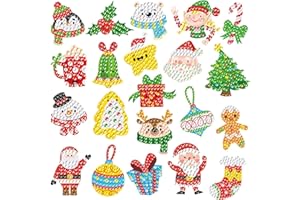 BOUTIKS 21 Pezzi 5D Diamond Painting Natale Adesivi Kit Bambini DIY Natale Pittura Diamante Arte Mosaico Adesivi per decorazioni natalizie