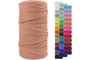 LEREATI Corde Macramé 5mm x 100m, Fil Macramé Corde Coton Naturelle, Grosse Ficelle Cordelette 5mm Cordon Macramé pour Macrame Mural, Porte Plante, Bricolage, Décoration Boho (Rouge Brique)
