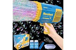 MECCTUCK Pistola Burbujas de Jabon Niños, 69 Agujeros Pomperos para Niños, Burbujas de Jabon Niños, Pistola de Pompas de Jabon, Maquina Burbujas, Pistola Burbujas, Pomperos para Fiesta al Aire Libre Boda