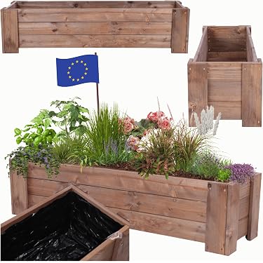 larven blumenkasten Blumenkasten Lärche Natur inkl. Stoffeinsatz - fertig montiert main image 0