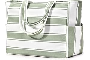 oscaurt Beach Tote Bag for Women Waterproof Foldable Handbag Shopping Bag with Zipper and Pockets Gifts for Women Travel Beach Essential