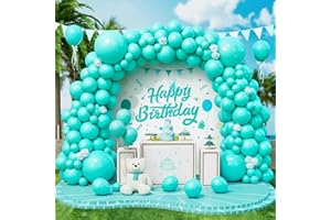 ROXISTAR Globos Azul Turquesa, 143 Piezas Diferente Tamaño Guirnalda de Globos Turquoise Mate De Globo para Hombres Mujeres Niños Fiesta de Cumpleaños Boda Decoración de Baby Shower Despedida de Soltera