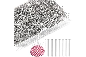 UOCAI 2000 pezzi Spille da cucito per sartoria con testa dritta, in acciaio inox, satinate, Spilli dritti per cucito, tessuto, artigianato e creazione di gioielli