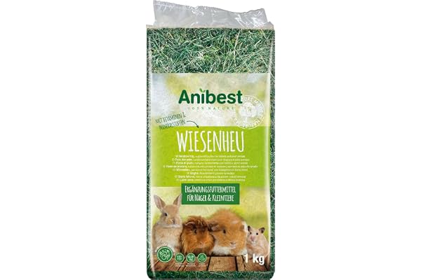 Anibest Foin des prés - Nourriture 100% Naturelle pour Lapins, Hamsters, cochons d'Inde Ainsi Que d'autres rongeurs et Petits Animaux - Fabriqué en Allemagne - 1 kg