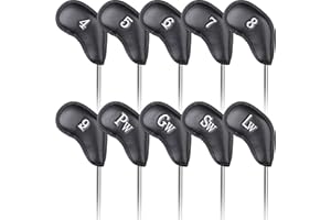 Craftsman Golf Juego de 10 fundas para cabeza de cuero negro con cierre magnético No. en ambos lados