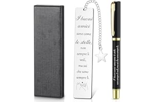 Clabby Regalo per Amica Natale Compleanno Colleghi Segnalibro Amicizia Metallo con Stella Segnalibro con Frasi Marcatori di Pagina Penna a Sfera Regalo Amici per Laurea Studenti Donna