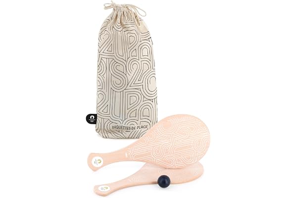 Vilac- Edition spéciale pour Les Jeux Olympiques 2024-Raquettes de Plage-Partenaire Officiel Enfant à partir de 5 Ans-Jouet Unique-Fabriqué en France, 240100, Beige
