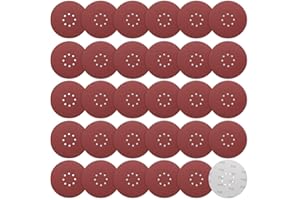 STEBRUAM Dischi Abrasivi 225 mm, Carta Abrasiva 30 Pezzi Kit di Carta Abrasivi a 8 fori Rotondi di Carta Vetrata, 120 Grana per Smerigliatrici per Cartongesso e Giraffe Abrasive