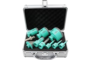 LEKOMESH Forets Diamant Carrelage - 10pcs (6/6/8/20/35/50/68mm+10mm Fraise Diamantée+50mm Forets Chanfreinés+Adaptateur) Trépan Diamant pour Porcelaine Céramique Carrelage Granit Marbre