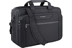 KROSER 17.3-18.5" Laptop Bag Laptop Briefcase Shoulder Bag Expandable Capacity For Travel/Business/School/Men-Black