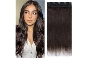 Silk-co Extensiones de Cabello Natural Clip in Extensions Una Pieza 5 Clips Pelo Humano Liso Remy Hair Grueso 3/4 Cabeza Completa Postizos Pelucas Cortas 30cm(70g) #2 Marrón Oscuro